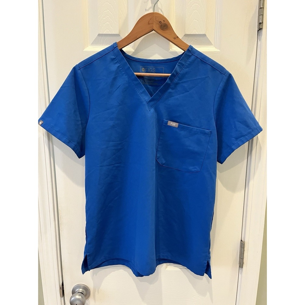 FIGS Technical Catrina One Pocket Scrub Top Women's Sz M Royal Blue 1000211